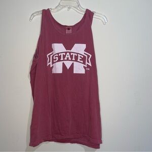 Authentic Pigment Mississippi State University Maroon White Graphic Cotton Tank